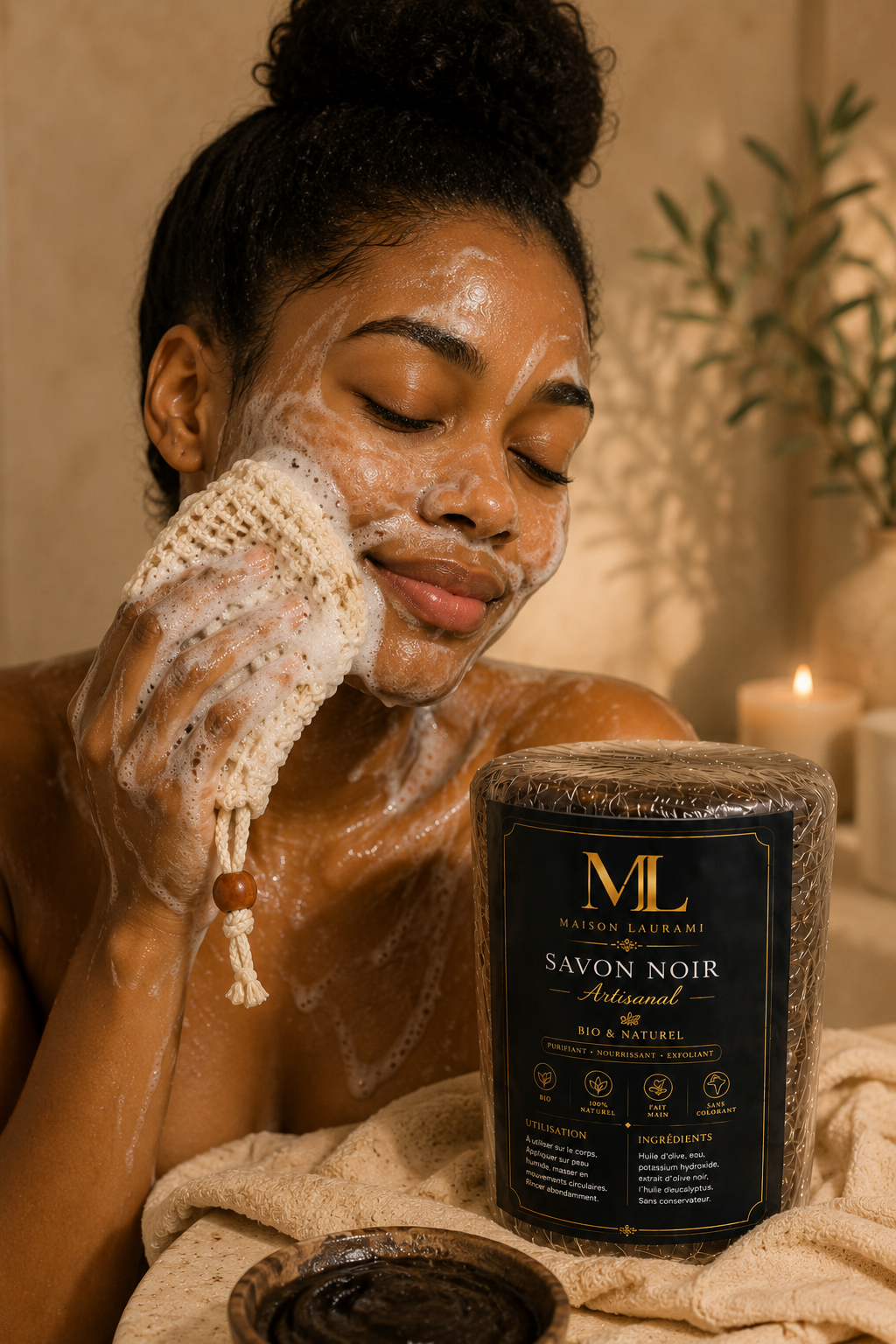 SAVON NOIR ARTISANAL & POCHON EXFOLIANT