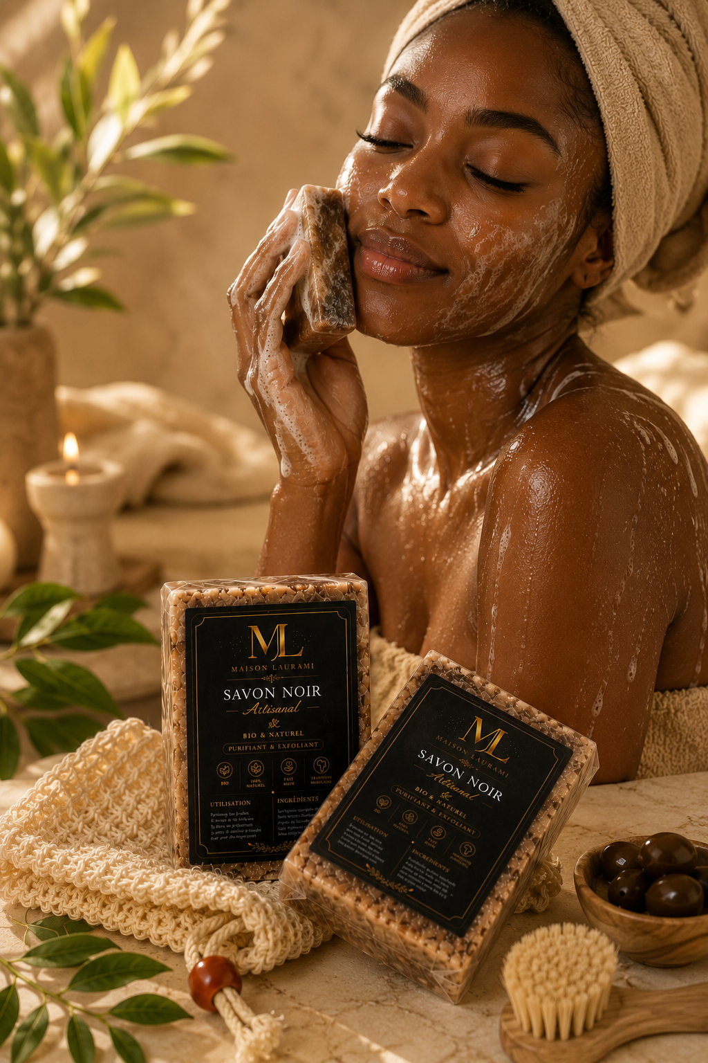 SAVON NOIR ARTISANAL & POCHON EXFOLIANT